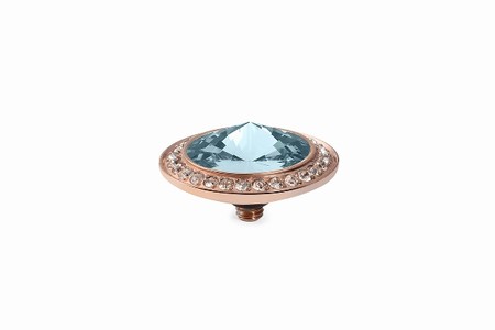 Qudo Rose Gold Topper Tondo Deluxe 16mm - Aquamarine